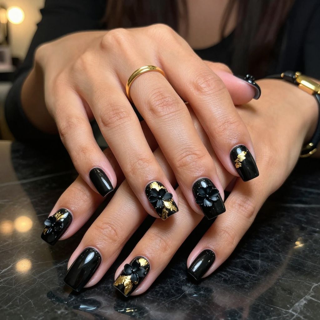 Black and Gold Blossom