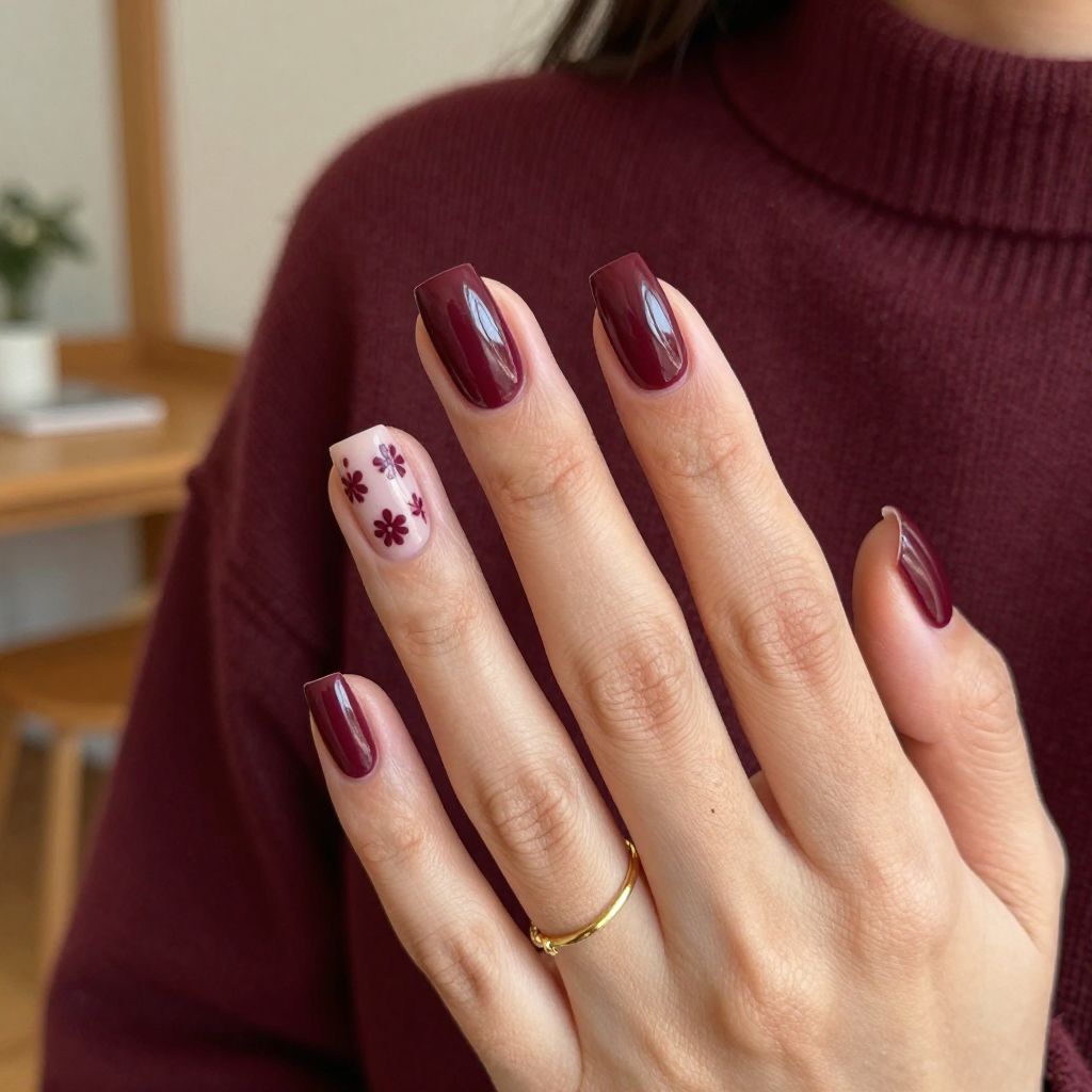 Berry Tones with Matte Floral Details