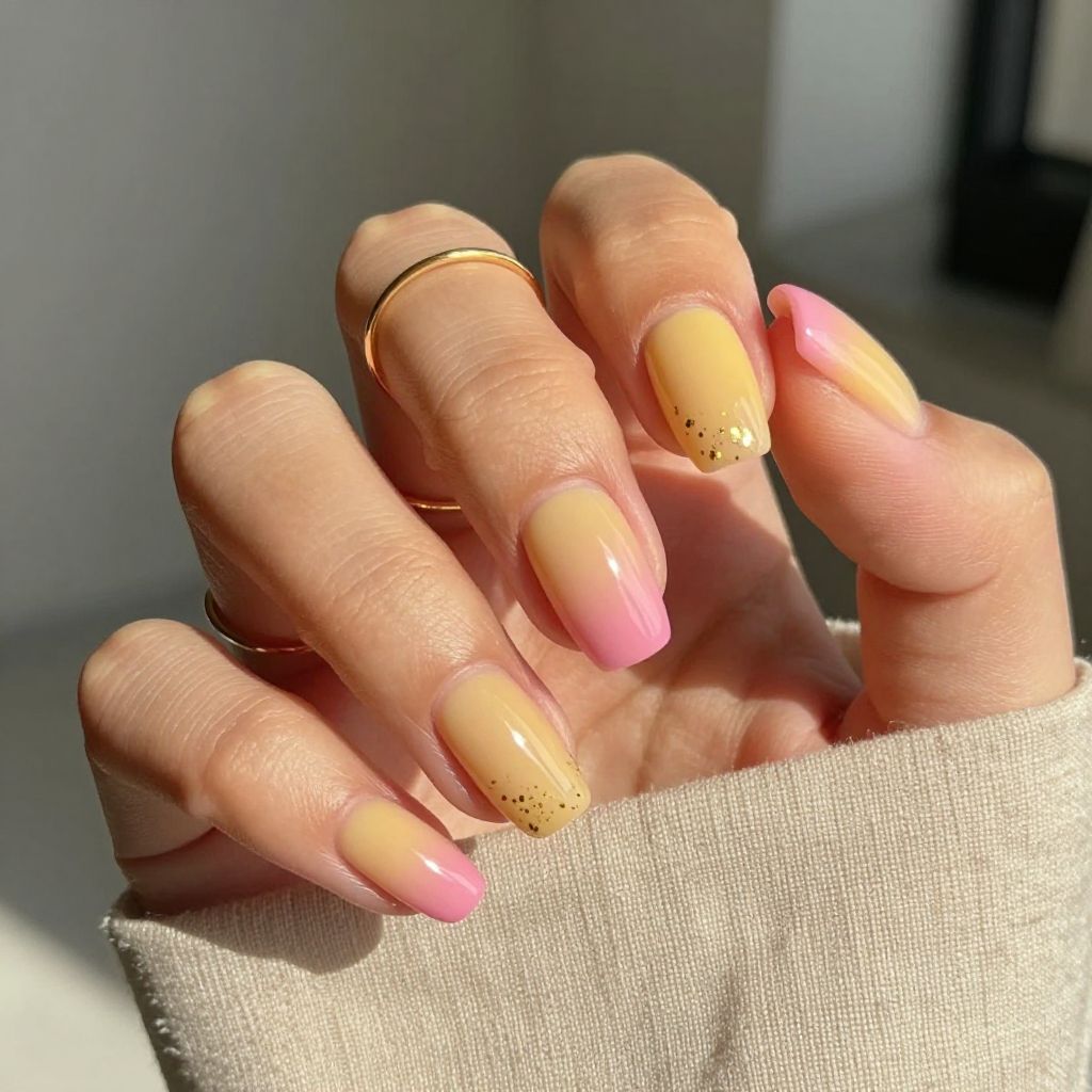 Sunset Ombre with Gold Flakes