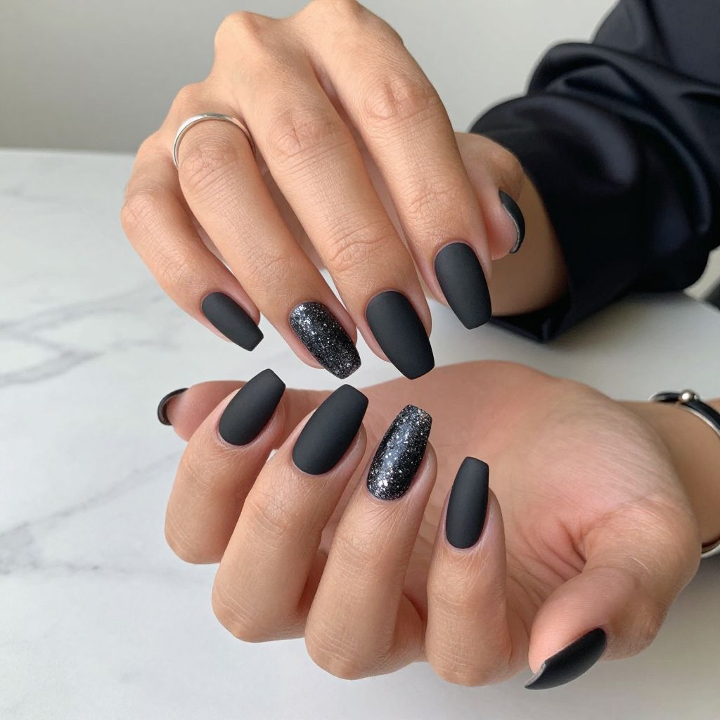Matte Black with Glitter Accent