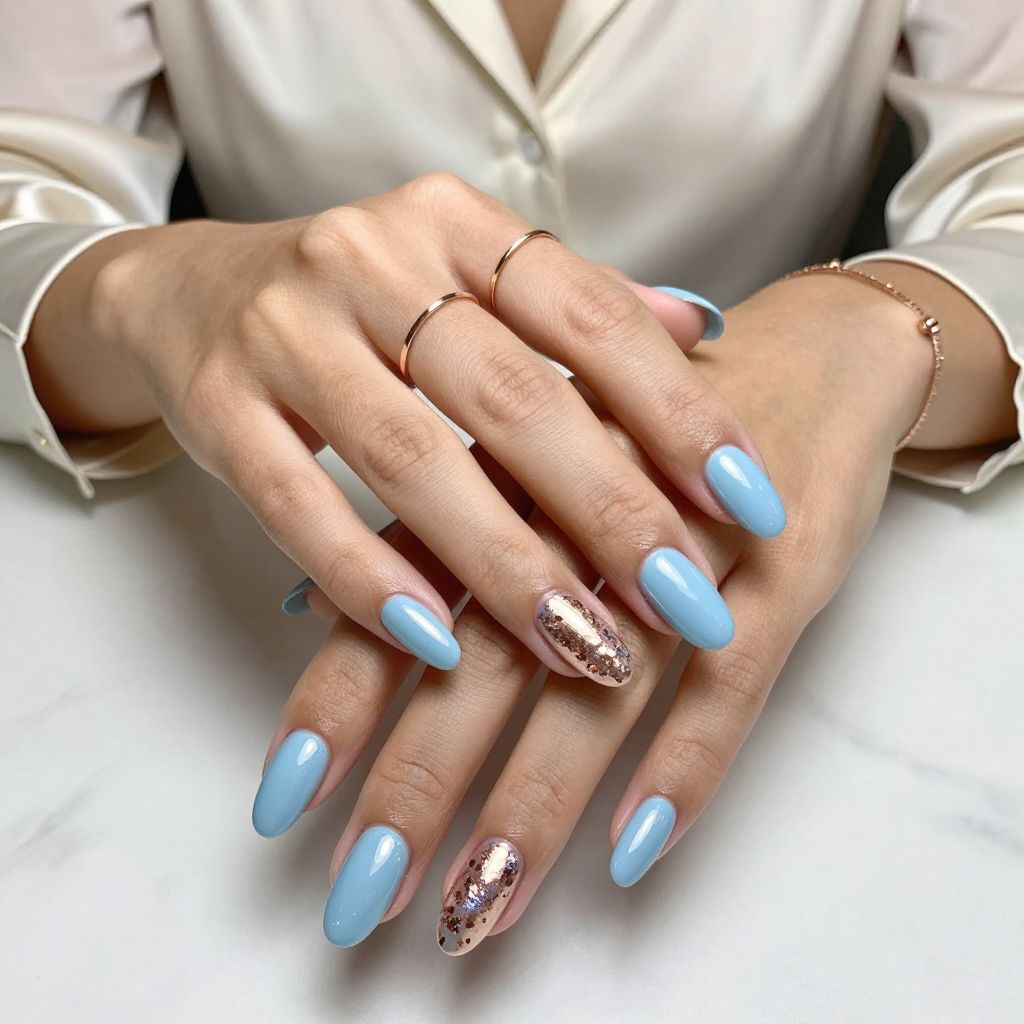 Chrome Baby Blue with Rose Gold Accents