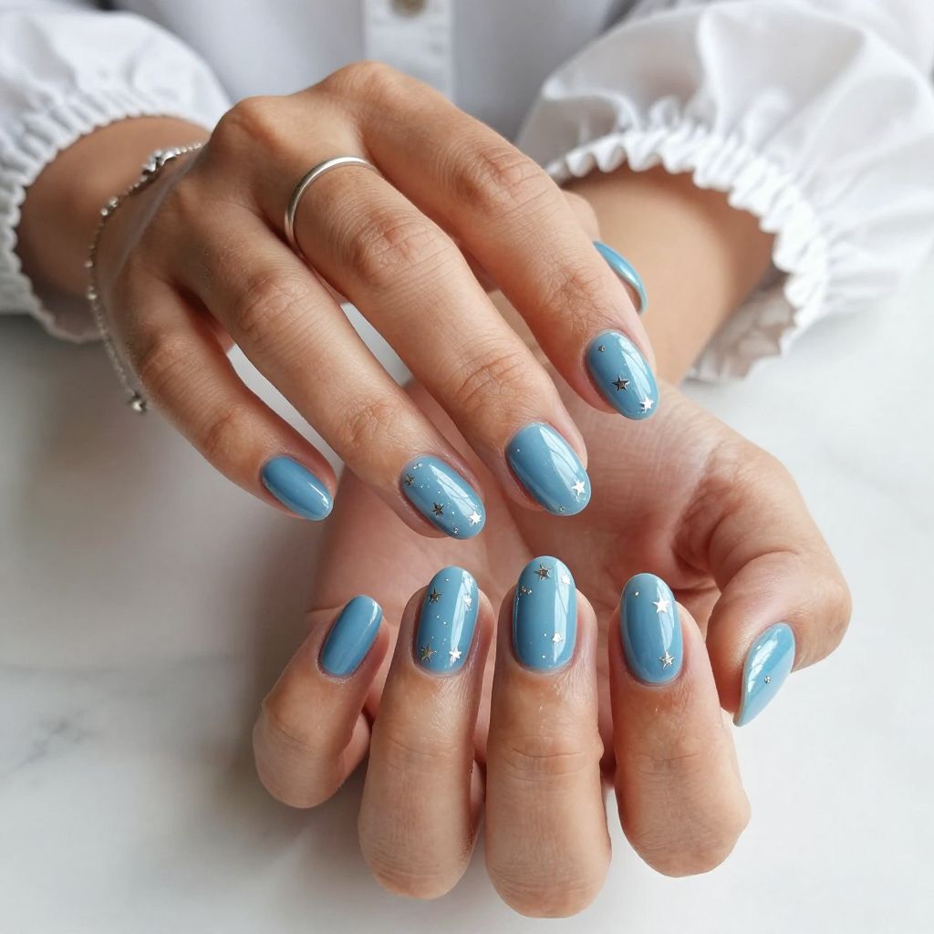 Twinkling Baby Blue Chrome Stars