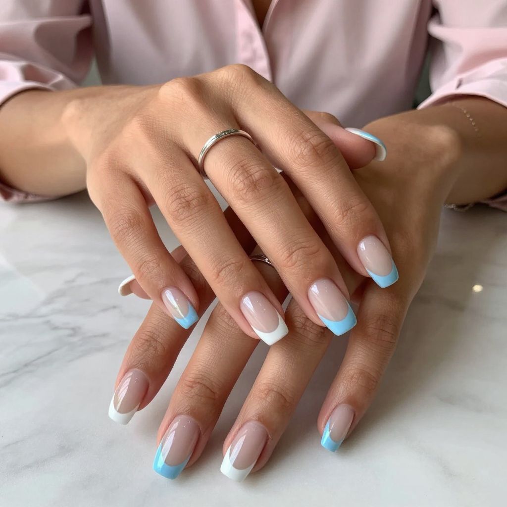 Baby Blue Chrome French Twist