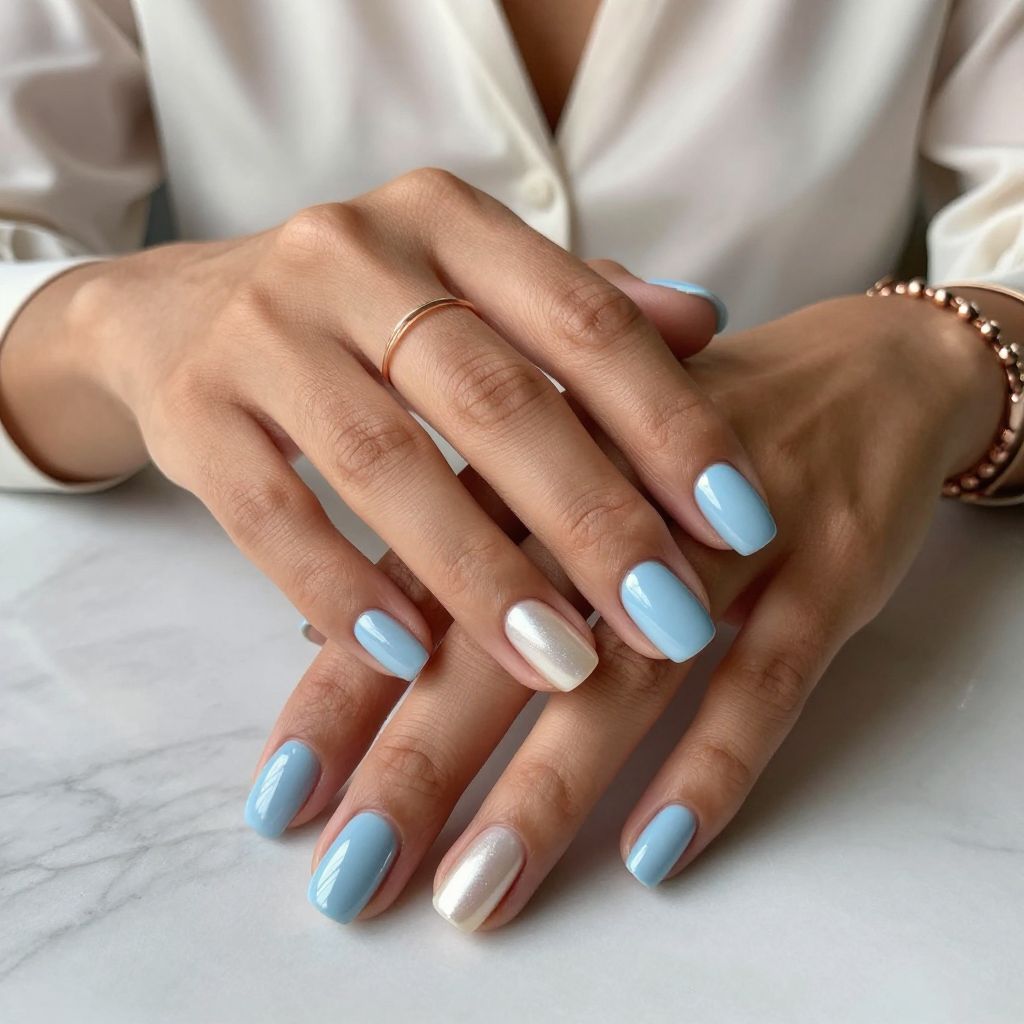Baby Blue Chrome with Pearl Tips