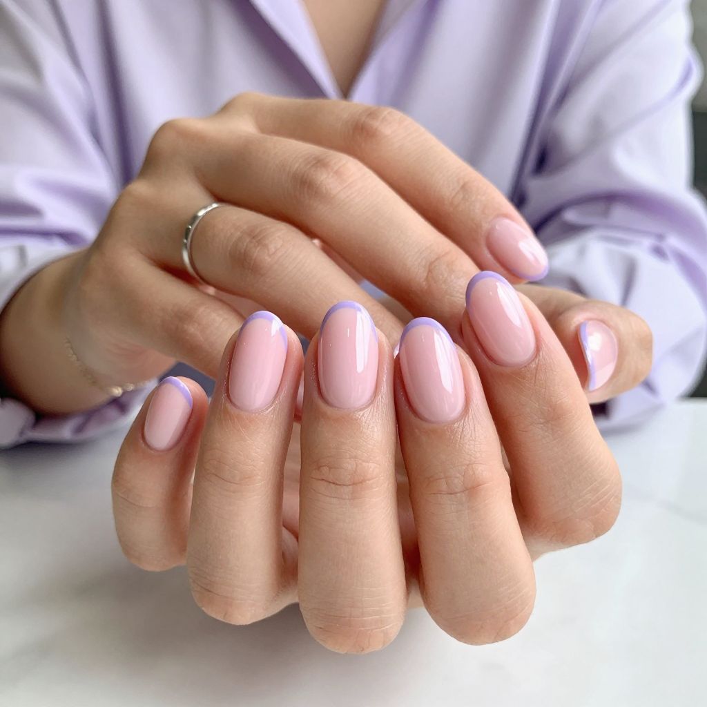 Baby Pink Chrome With Soft Lavender Outline