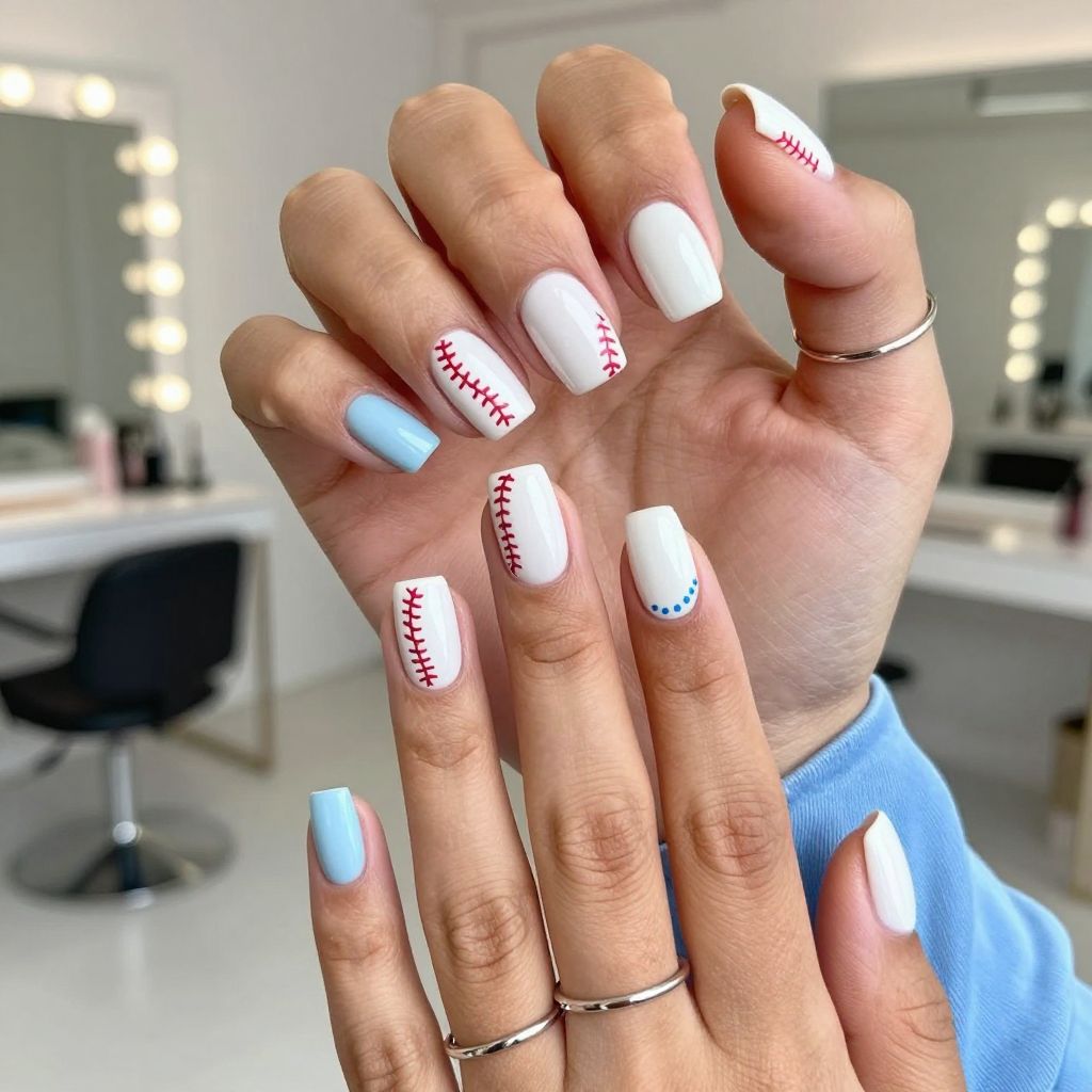 Classic Baseball with Blue Accents