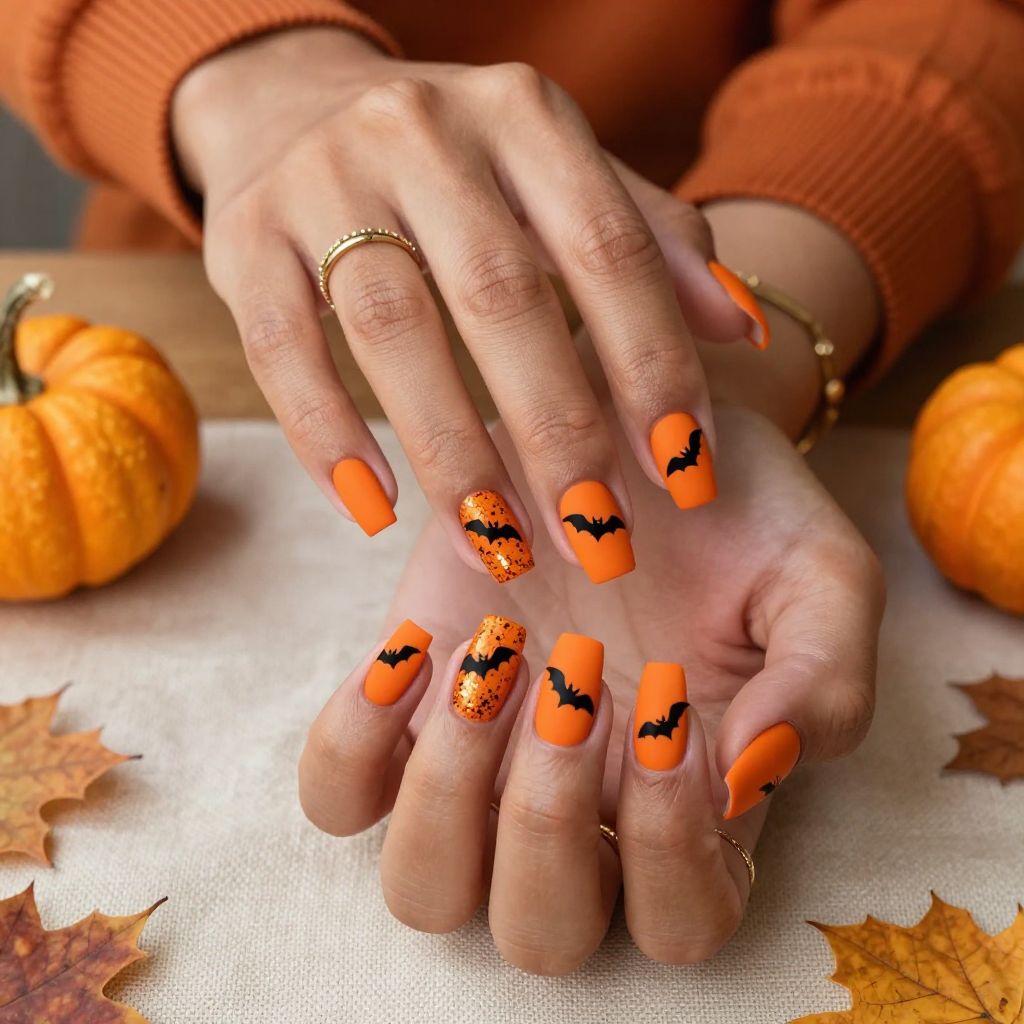 Halloween-Inspired Batscape Nails