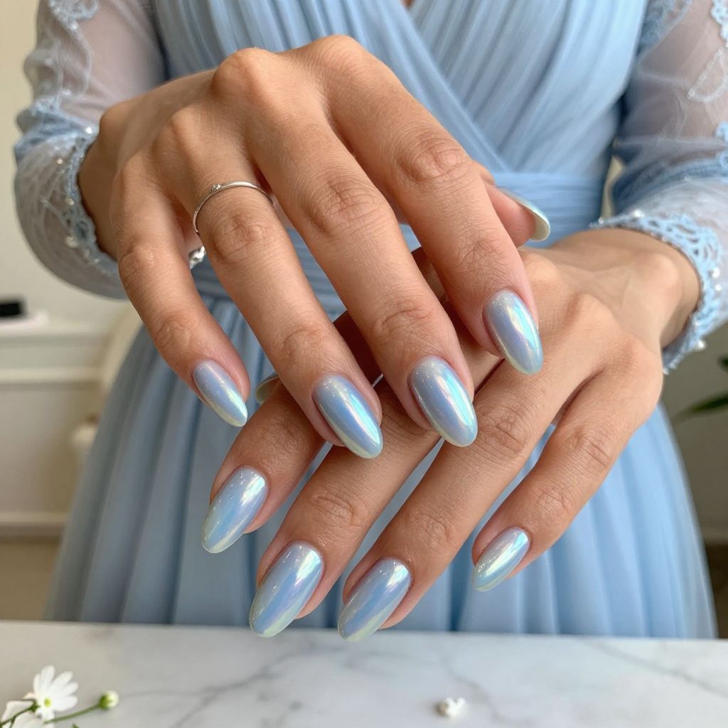 Iridescent Blue Almonds with Pearl Finish