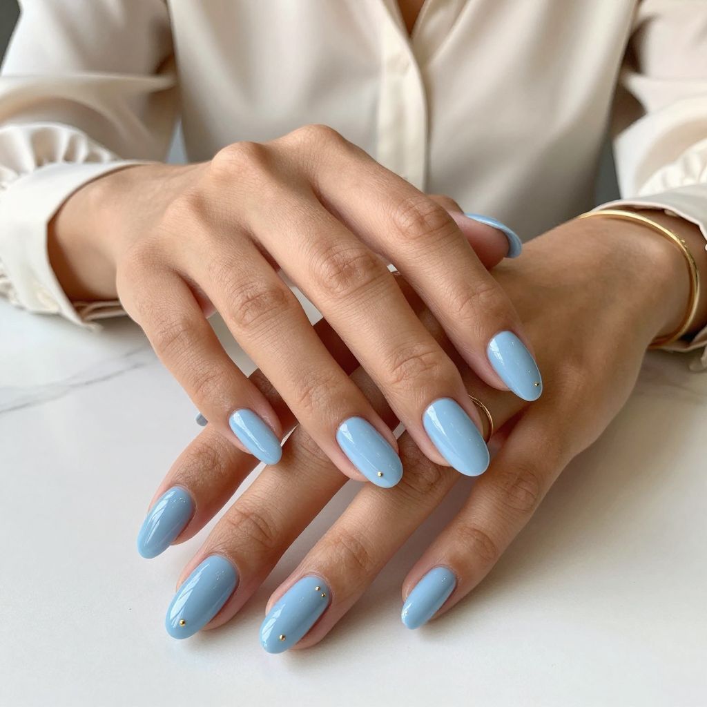 Powder Blue Almonds with Tiny Gold Studs