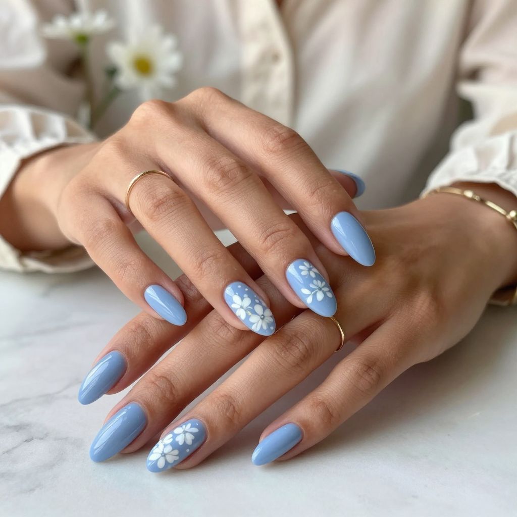 Periwinkle with Delicate White Florals