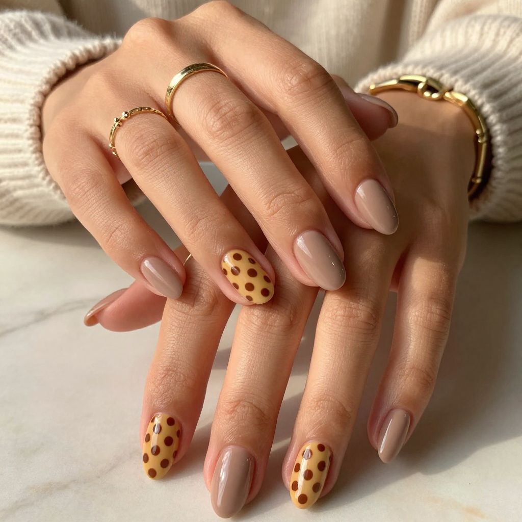 Warm Taupe with Oversized Dots
