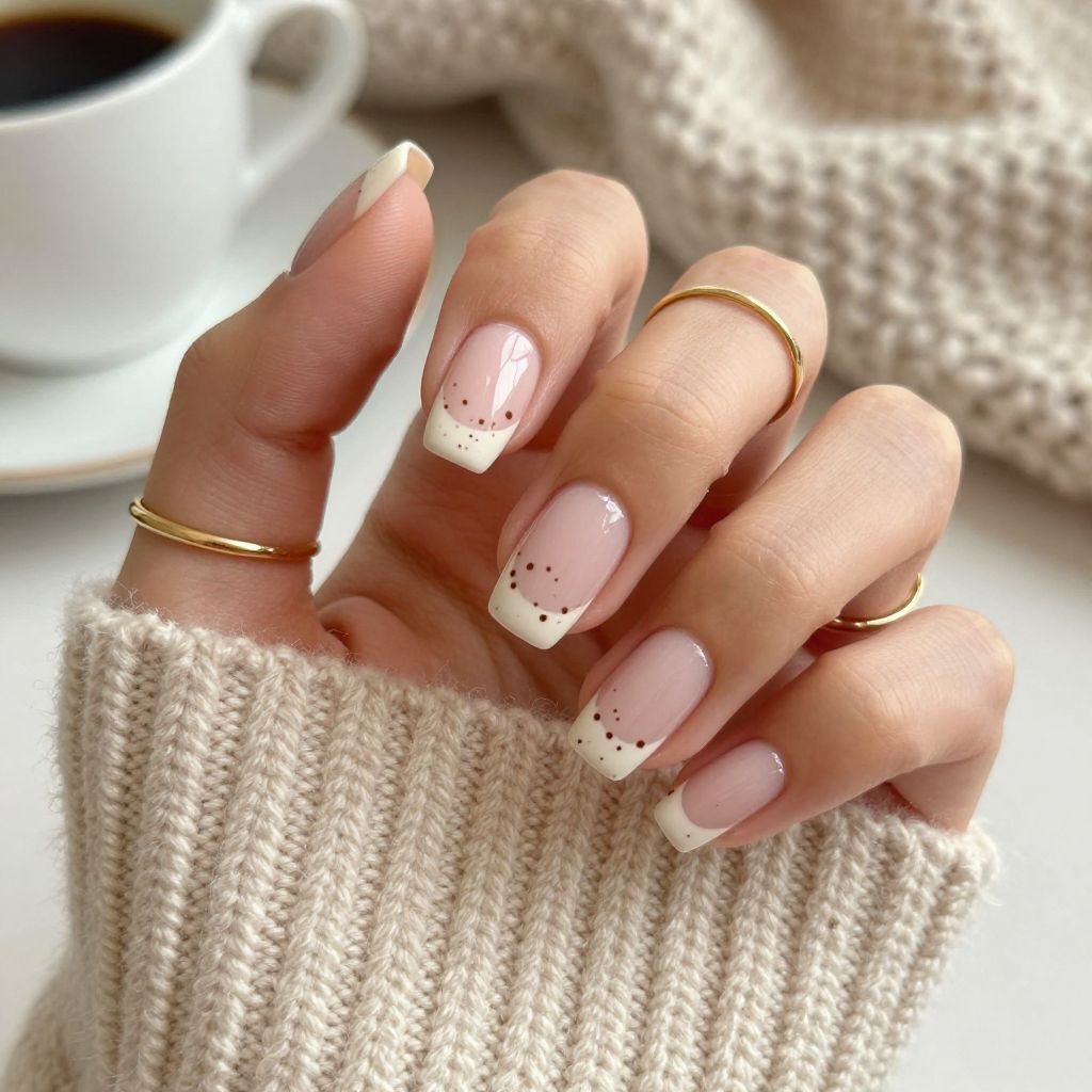 Mocha Speckled French Manicure