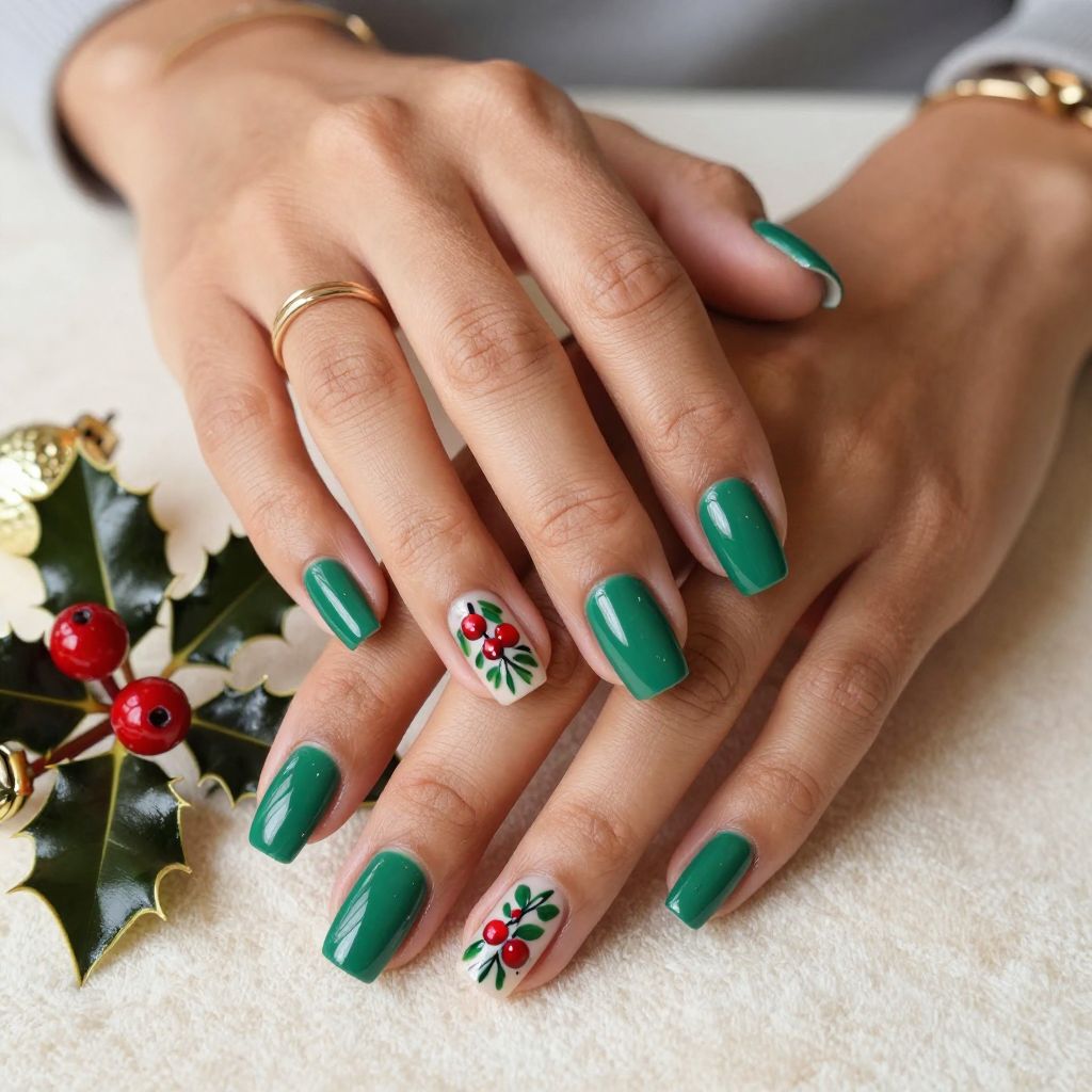 Holly Berry Accent Nails