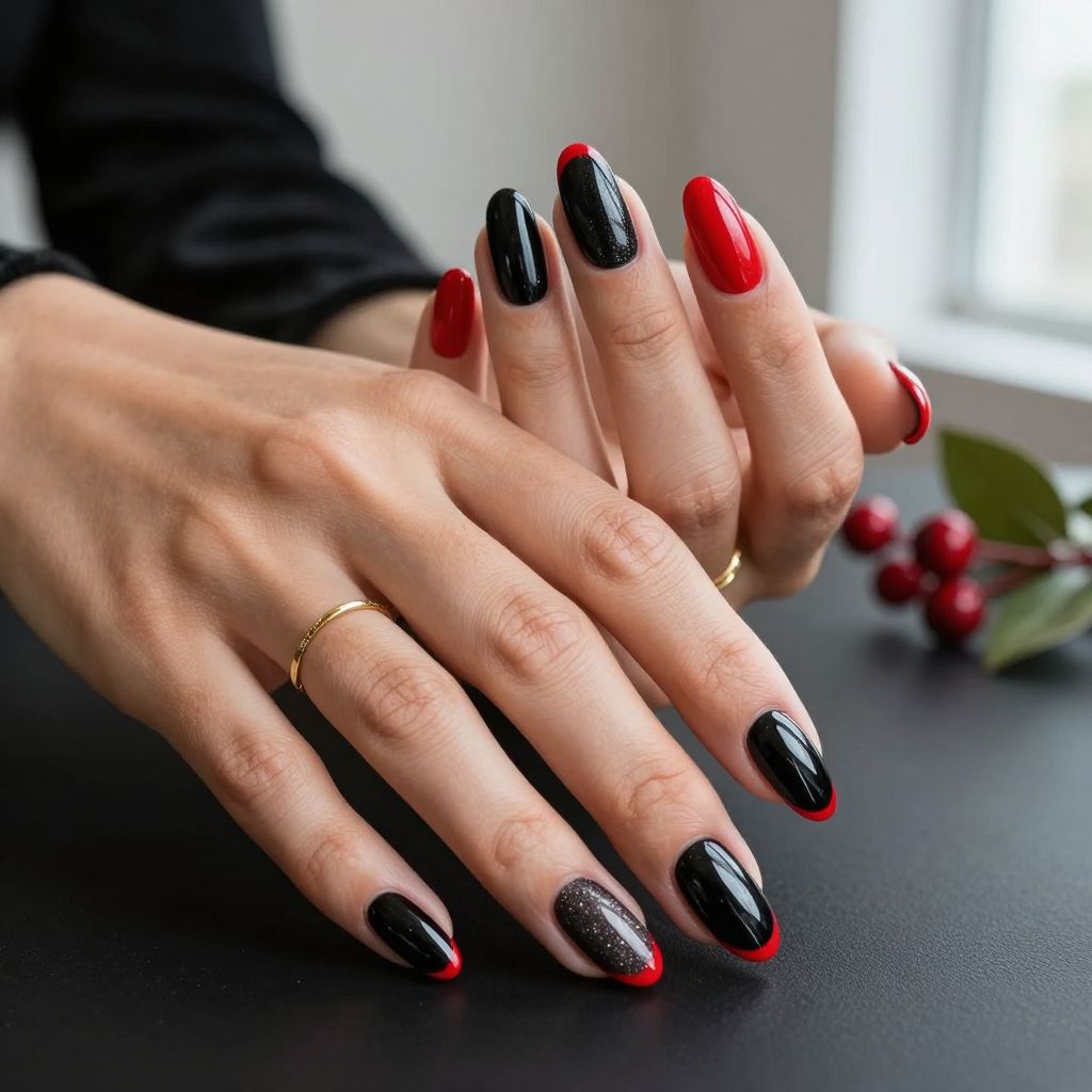 Classic Black Cat Eye with Holiday Red Tips