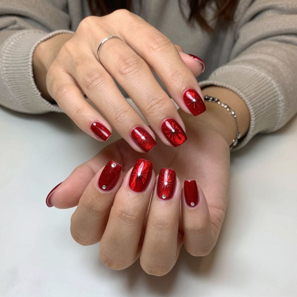 Ruby Red Starburst Cat Eye