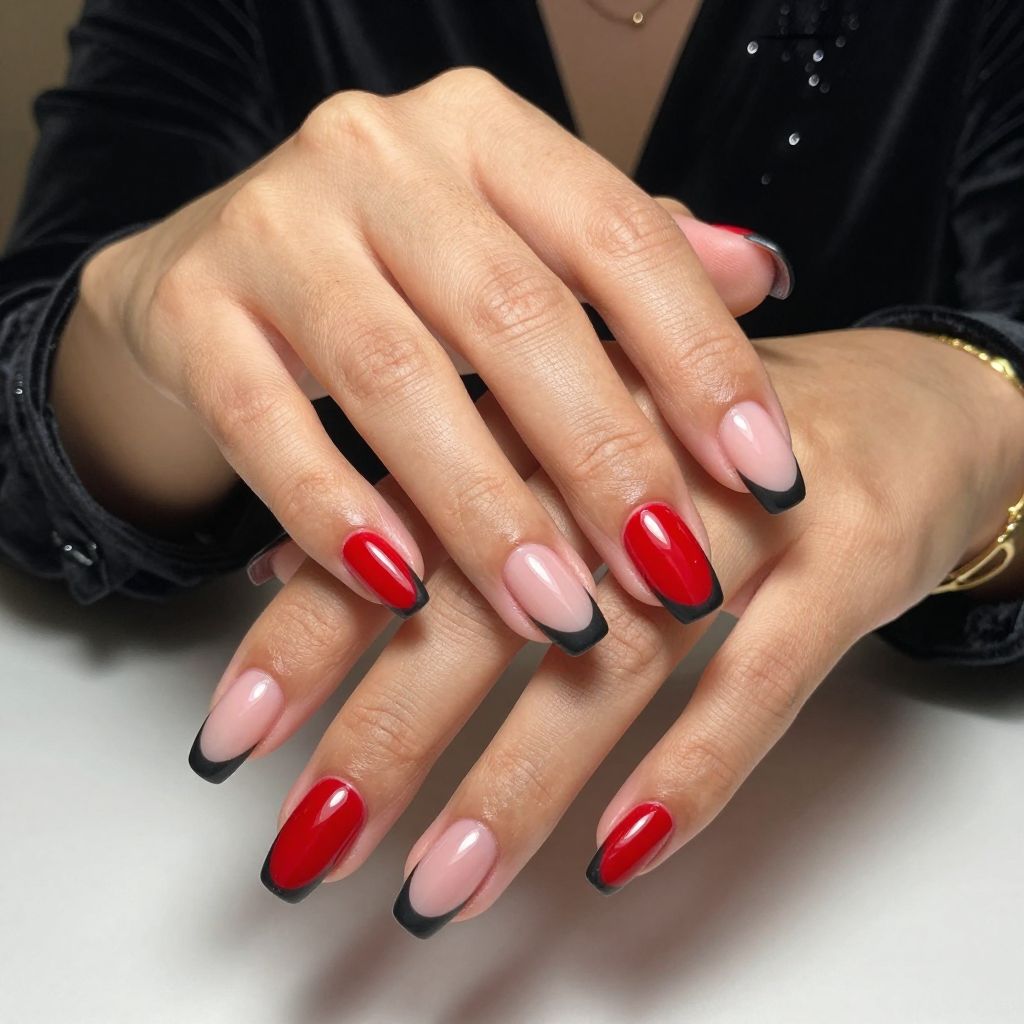 Matte Black and Red Contrast Tips