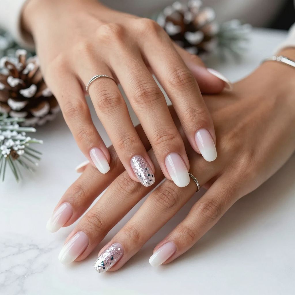 Icy Glitter Ombre Tips