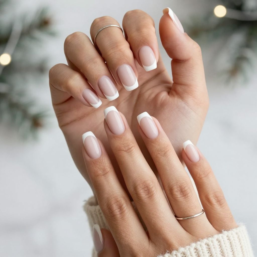Snowy White Matte French Tips