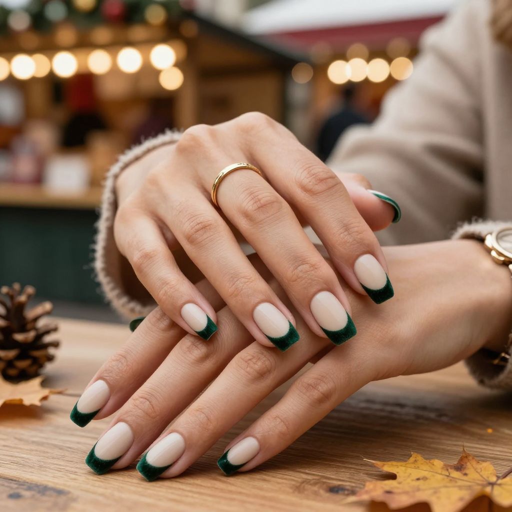 Forest Green Velvet Tips
