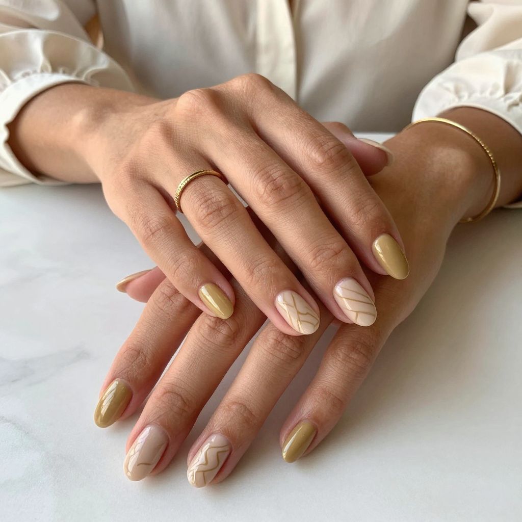 Golden Beige with Matte Chevron Accents