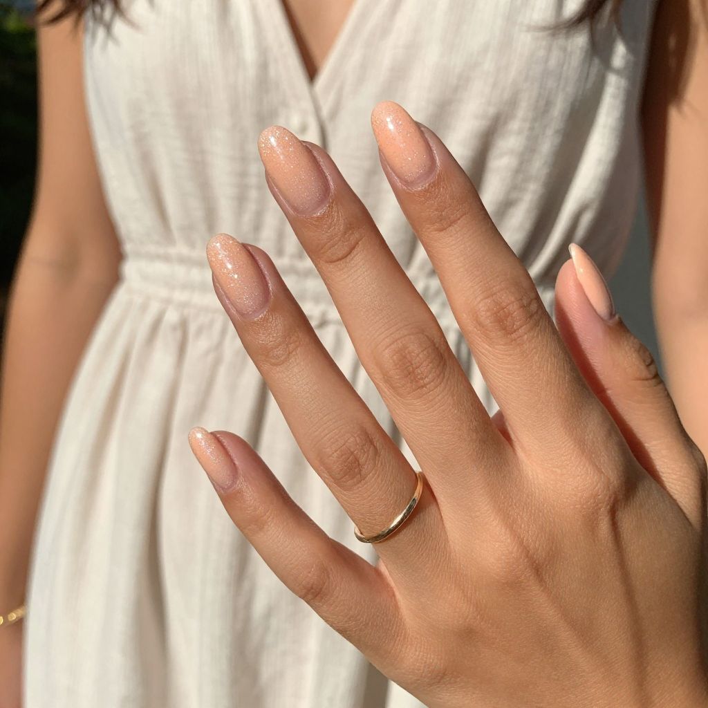 Subtle Peach with Micro-Sparkle