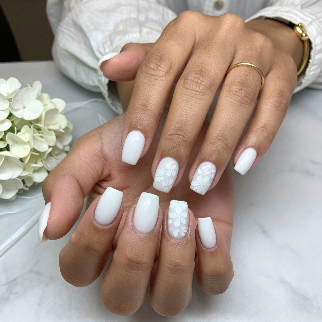 Icy White with Matte Floral Decals