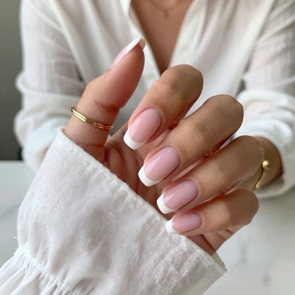 Classic French Twist with Soft Pink Tips