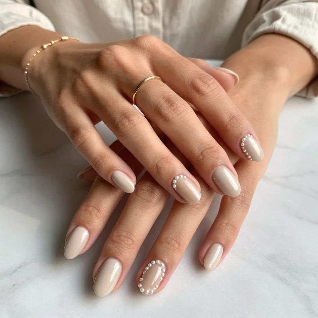 Glossy Champagne with Pearl Accent