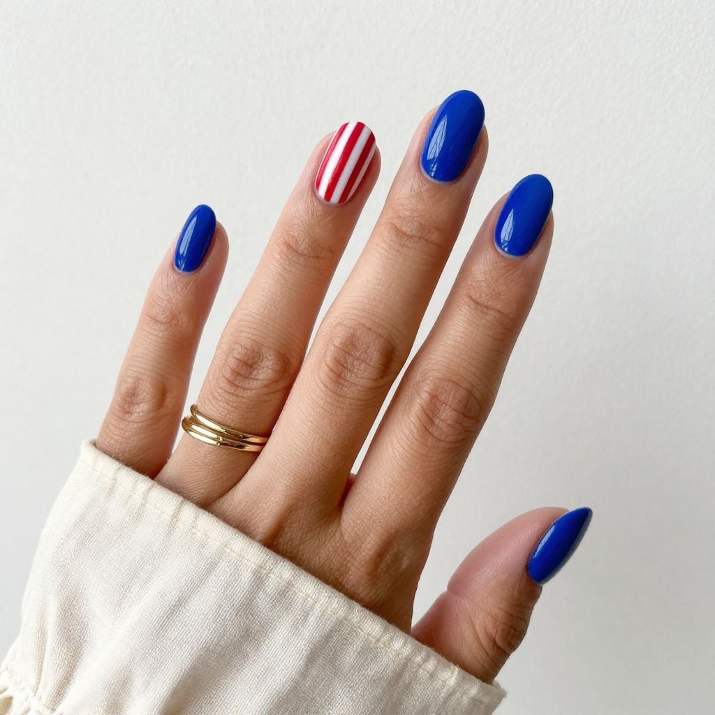 Classic Blue with Red and White Stripes Accent