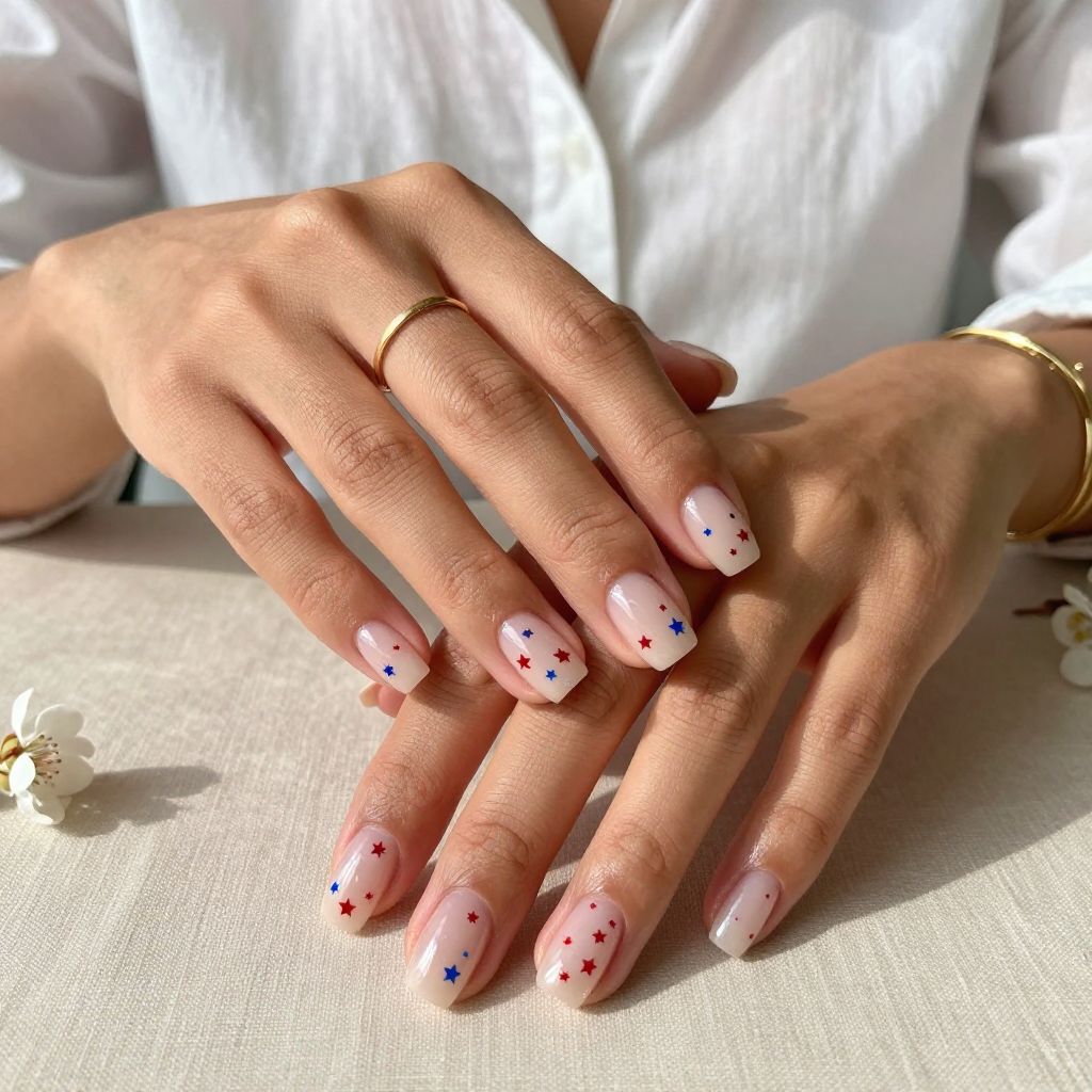 Transparent Nails with Floating Stars