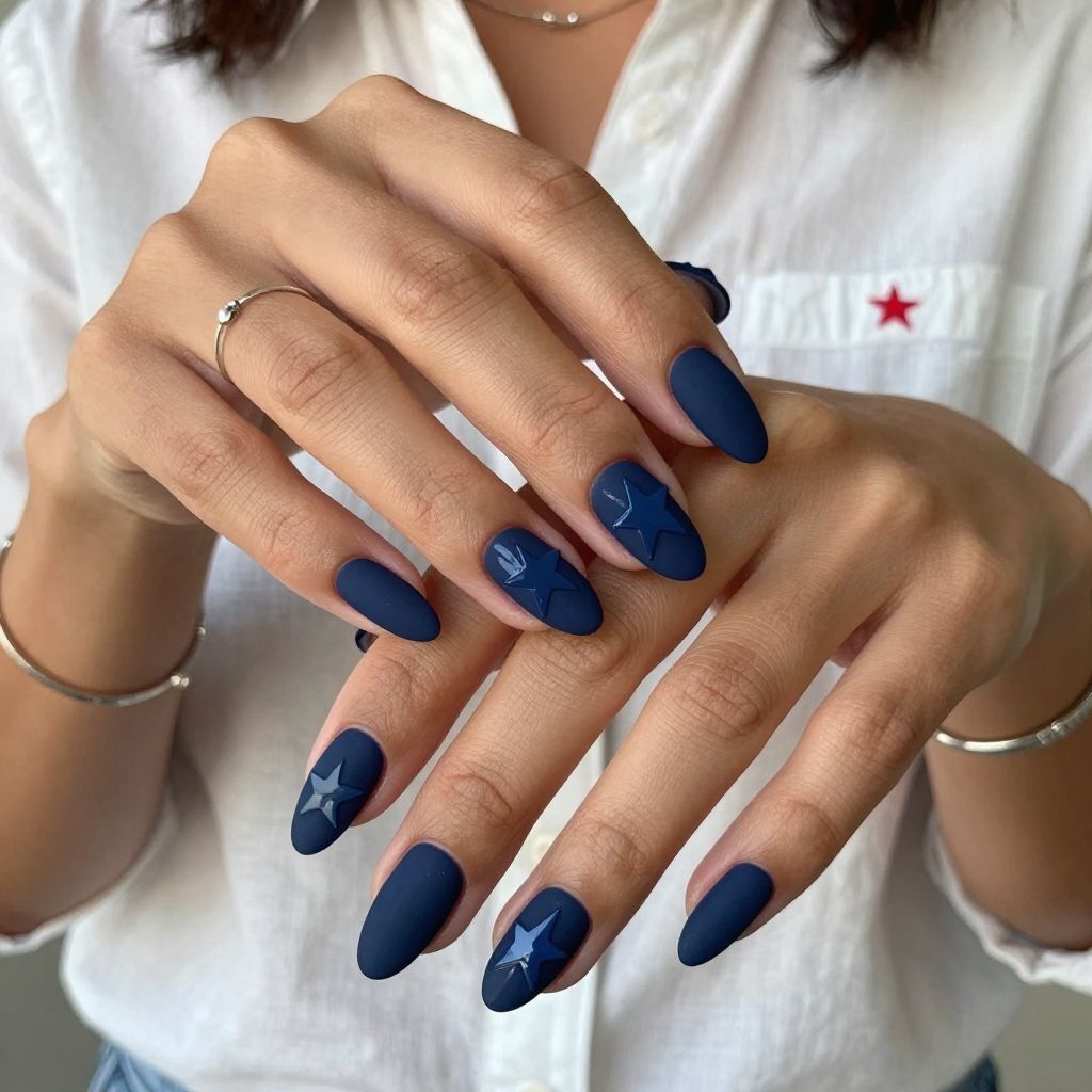 Matte Navy with Glossy Star Accents