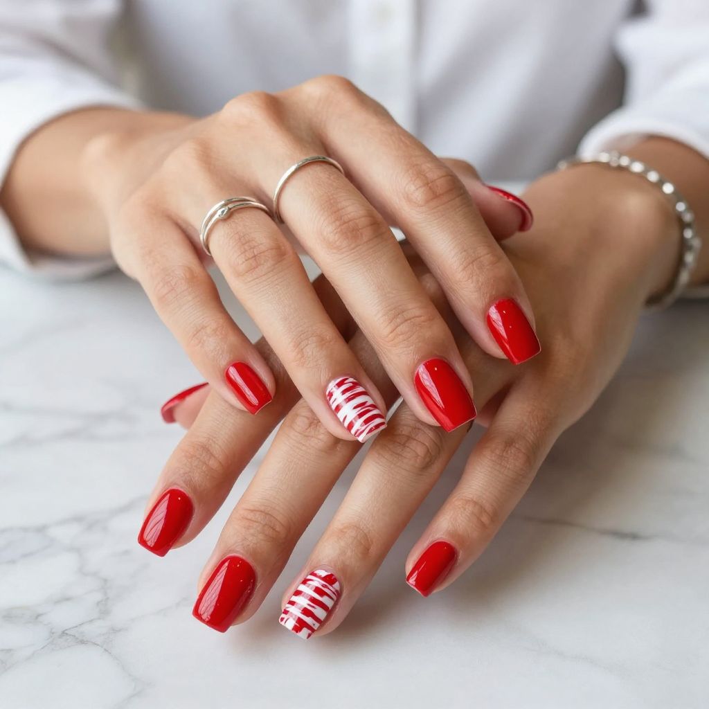 Bold Red with White Scratch Strokes