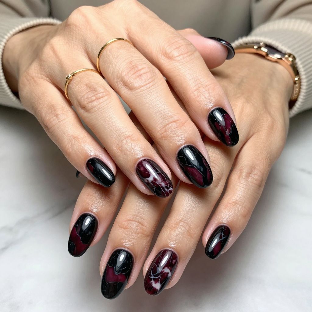 Black and Burgundy Marble Mix