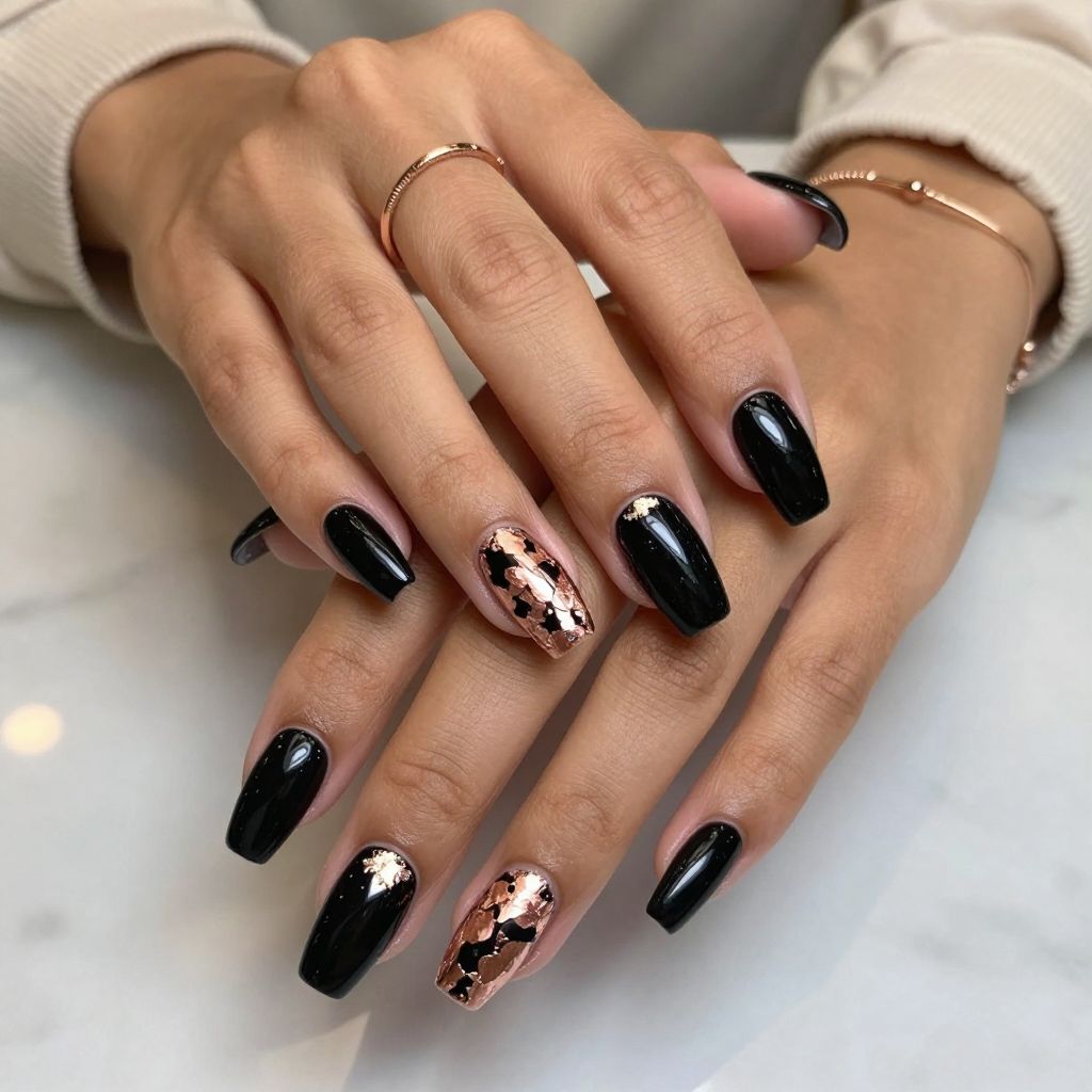Black and Rose Gold Foil Glam