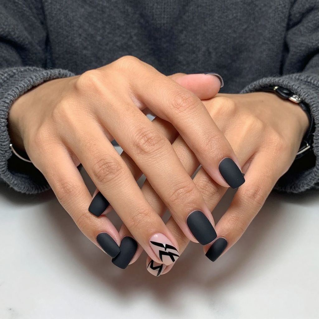 Matte Black with Glossy Chevron Details