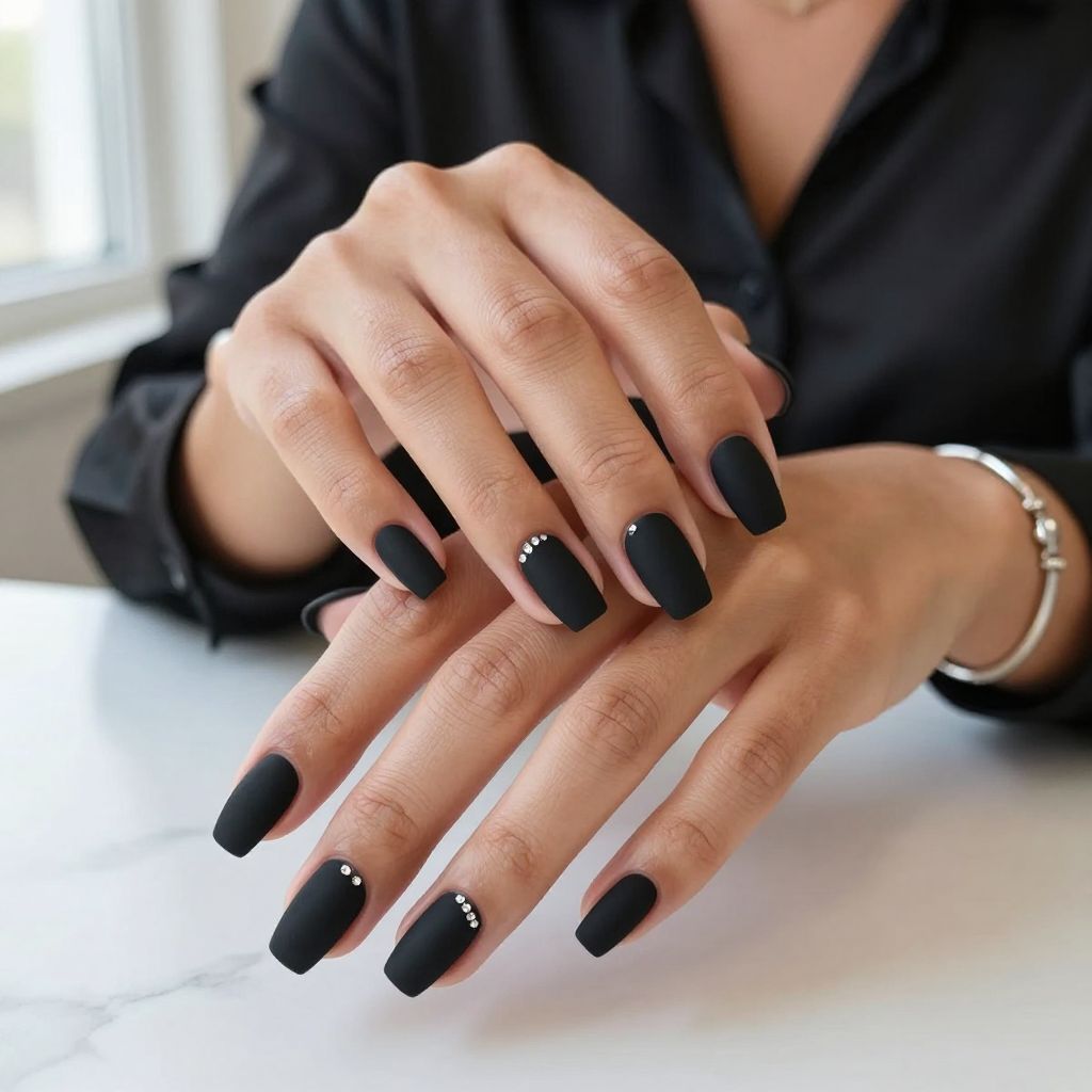 Matte Black with Rhinestone Clusters