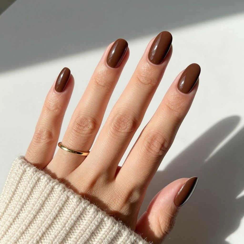 Classic Glossy Chocolate Nails