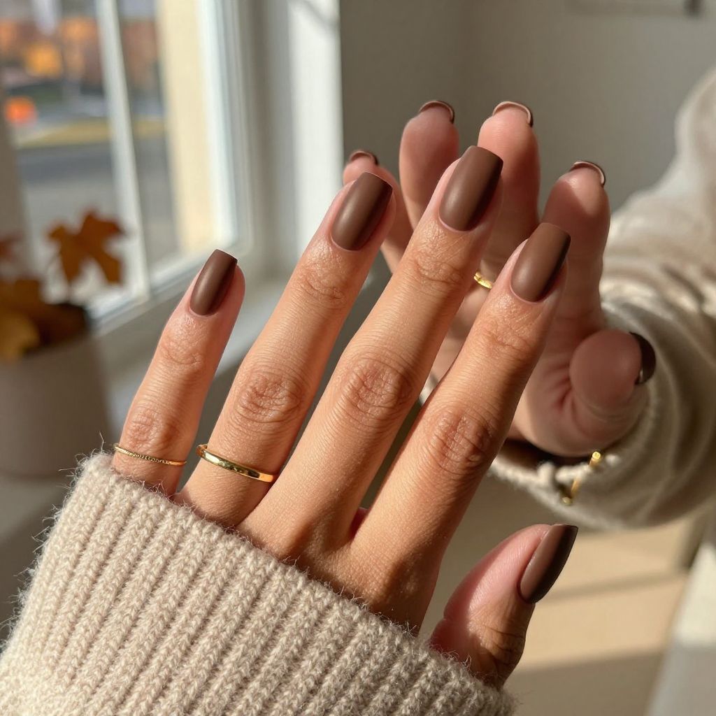 Matte Mocha Delight Nails