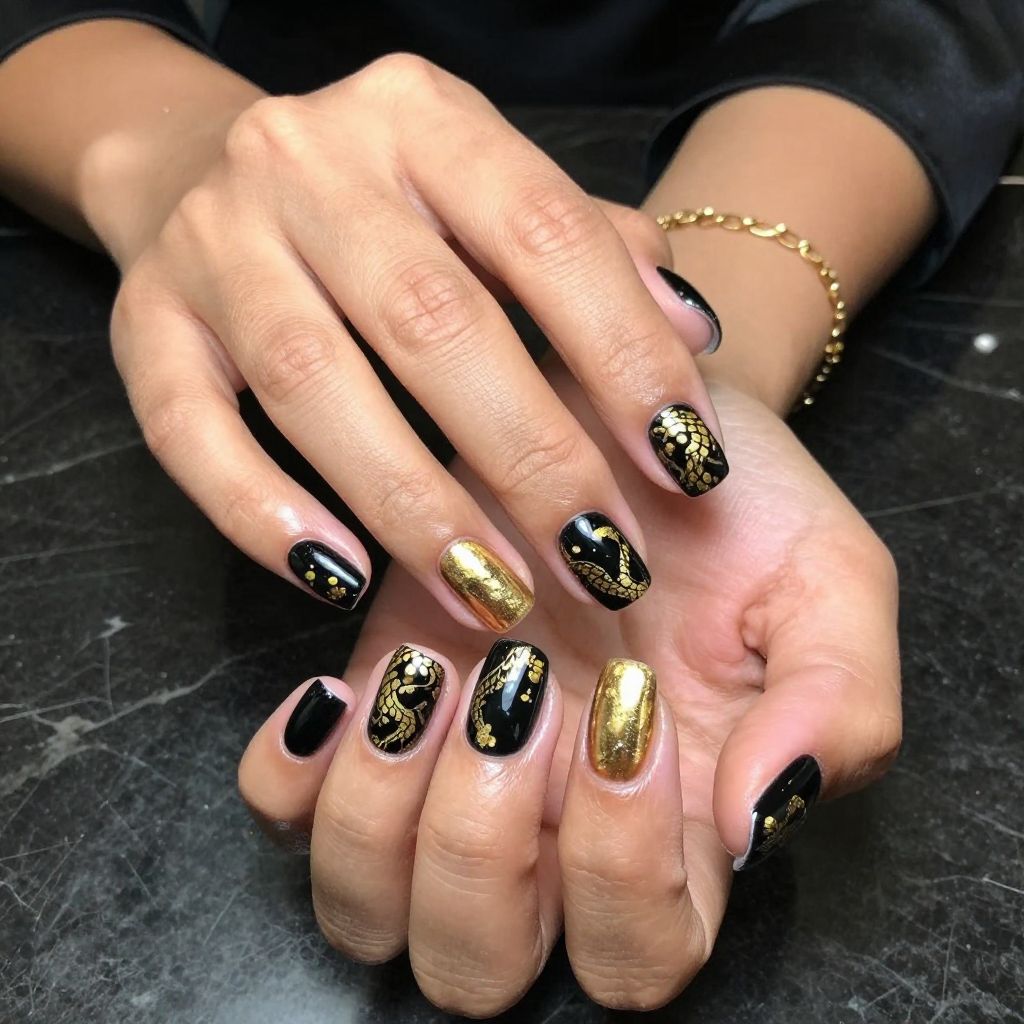Black and Gold Dragon Scale Elegance