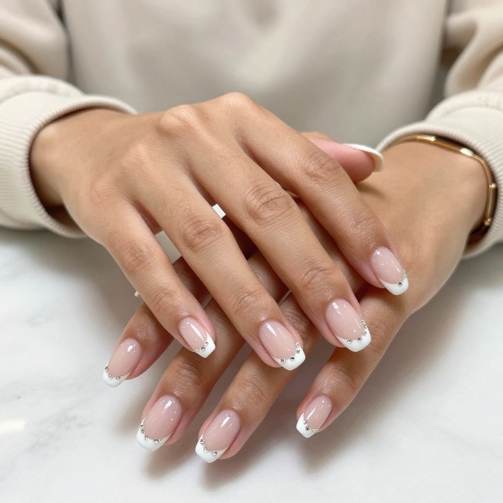 French Tips with Tiny Gems