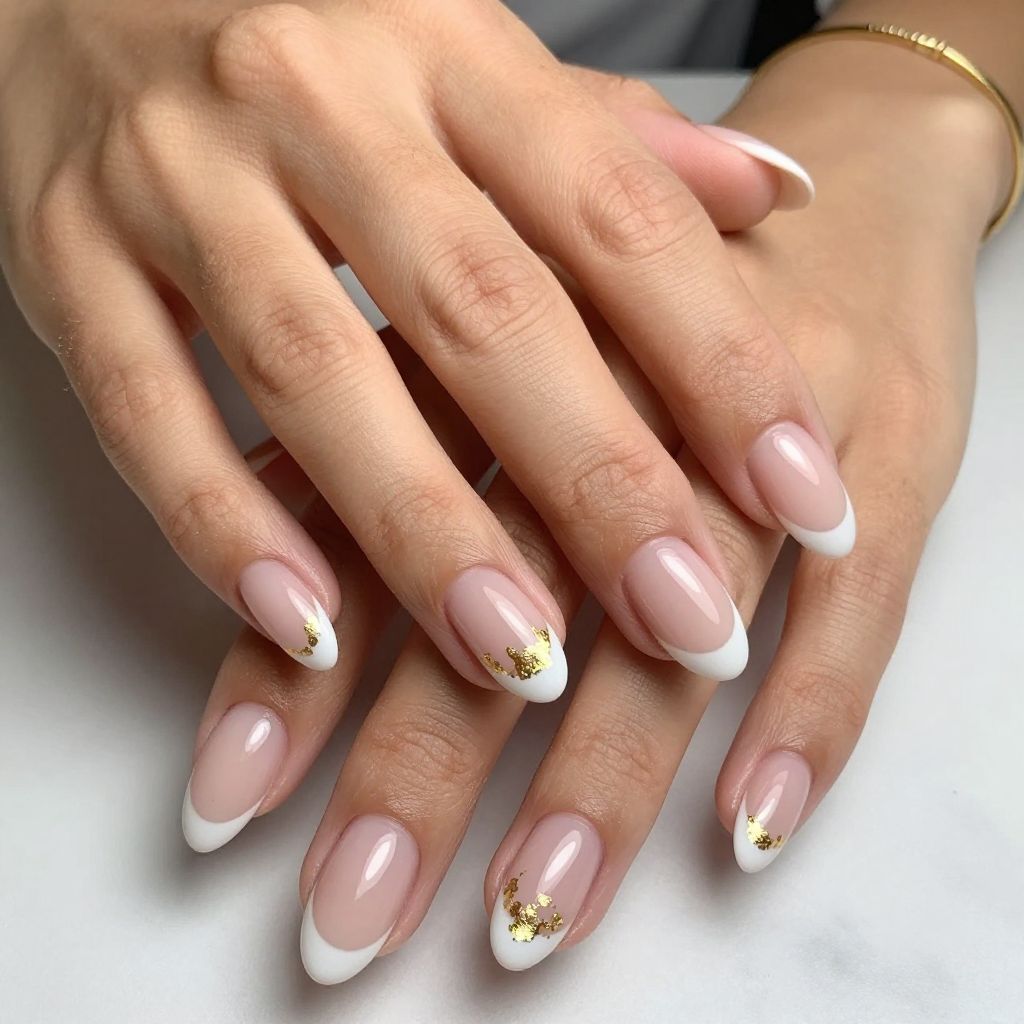Gold Foil Flecked French Nails