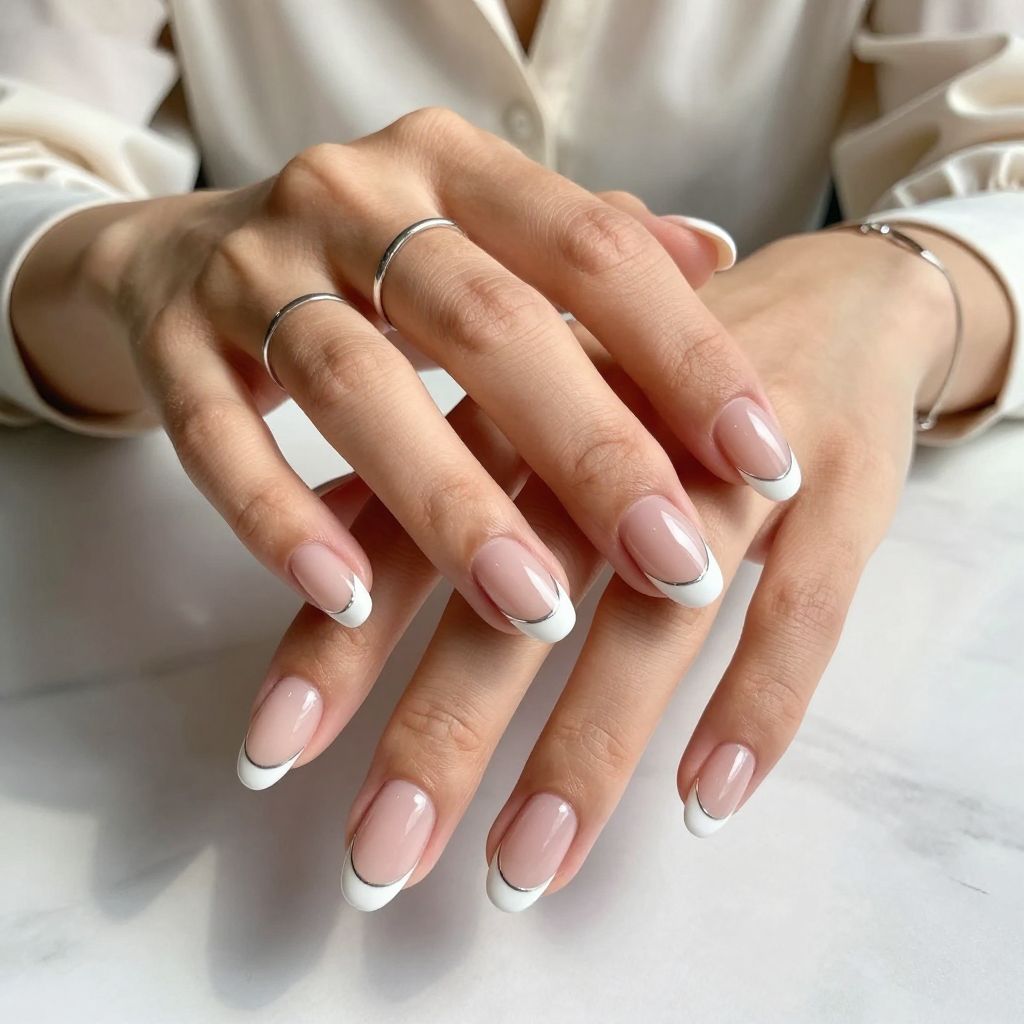 Silver Lined French Nails