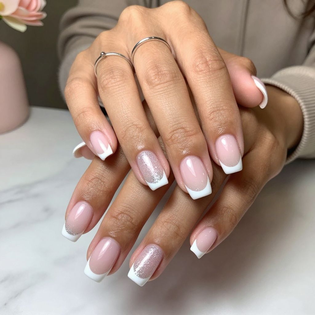 Glitter Gradient French Nails