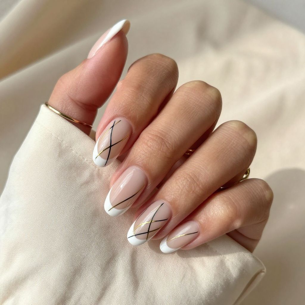 Abstract Line Art French Nails