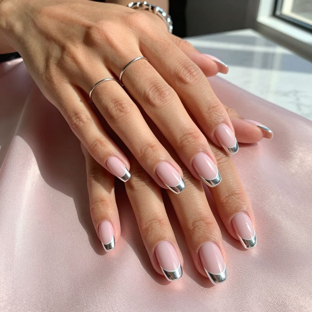 French with Subtle Chrome Tips