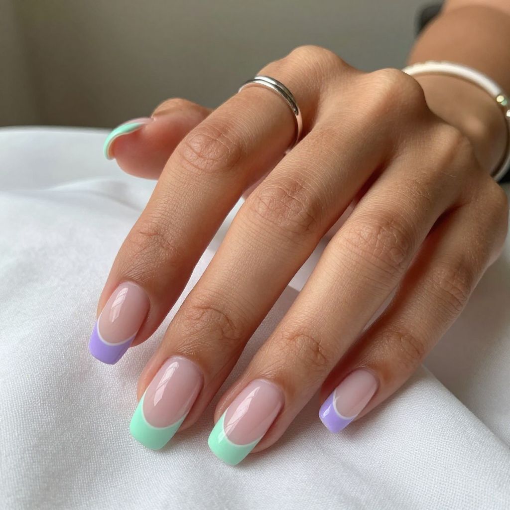 Two-Tone Pastel French Nails