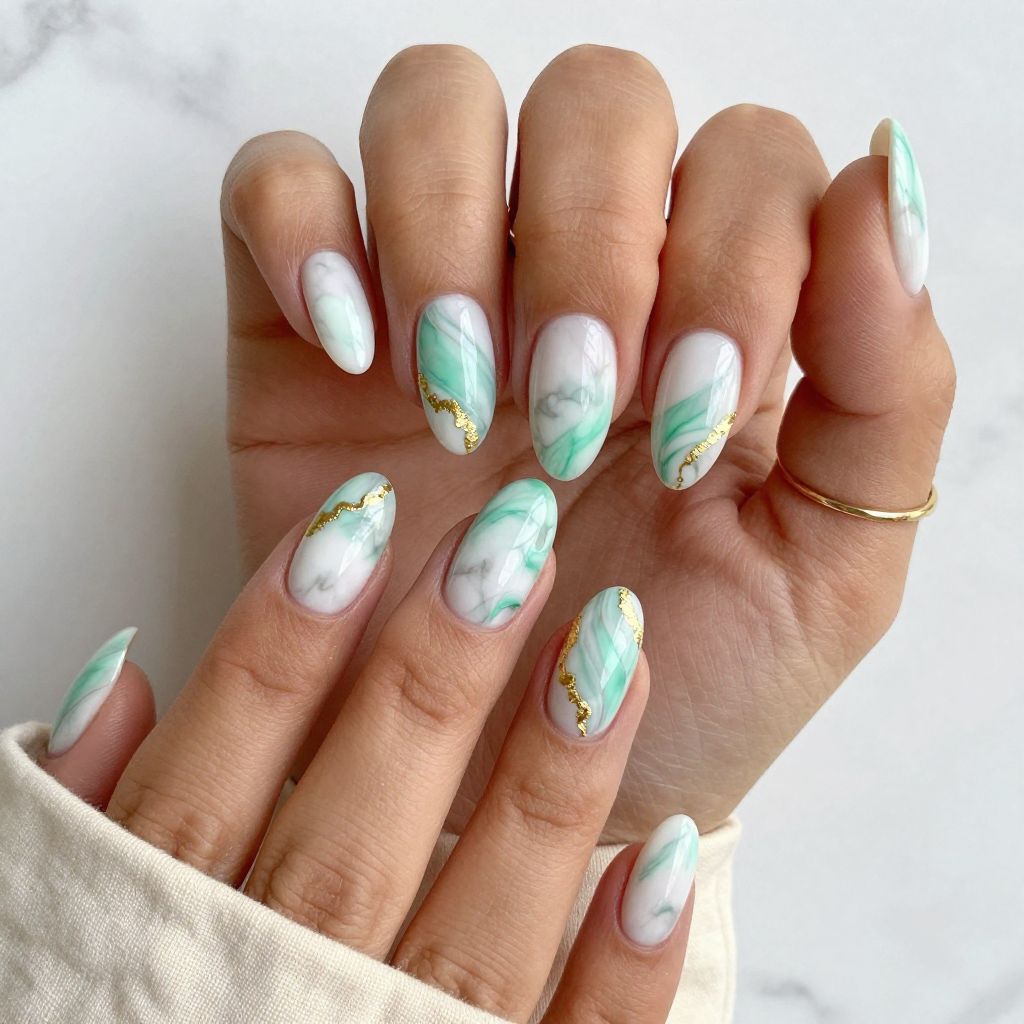 Mint and White Marble