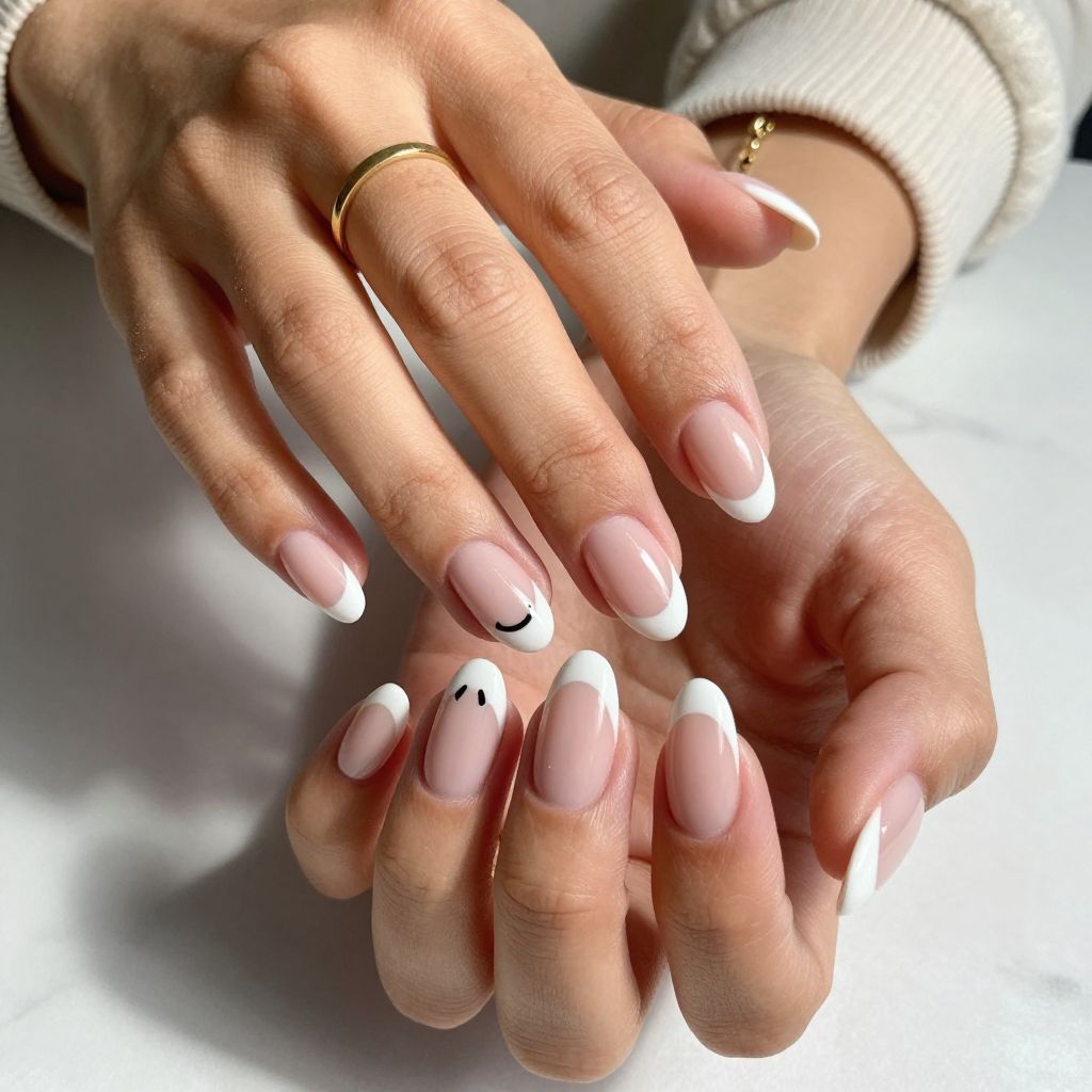 Classic French Tips with Ghost Accents