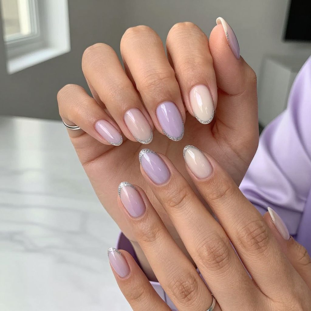 Lilac Glow with Silver Glitter Edge