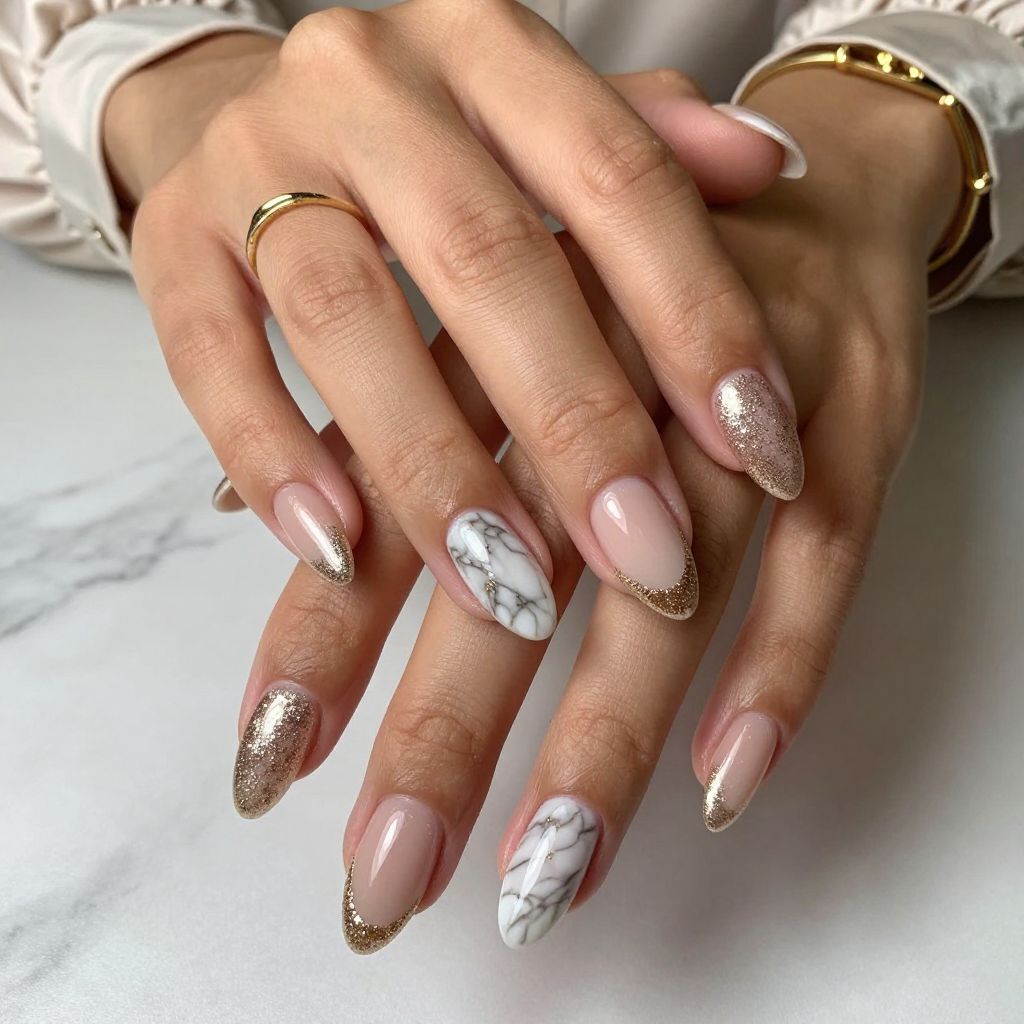 Champagne Gold Tips with Marble Accents